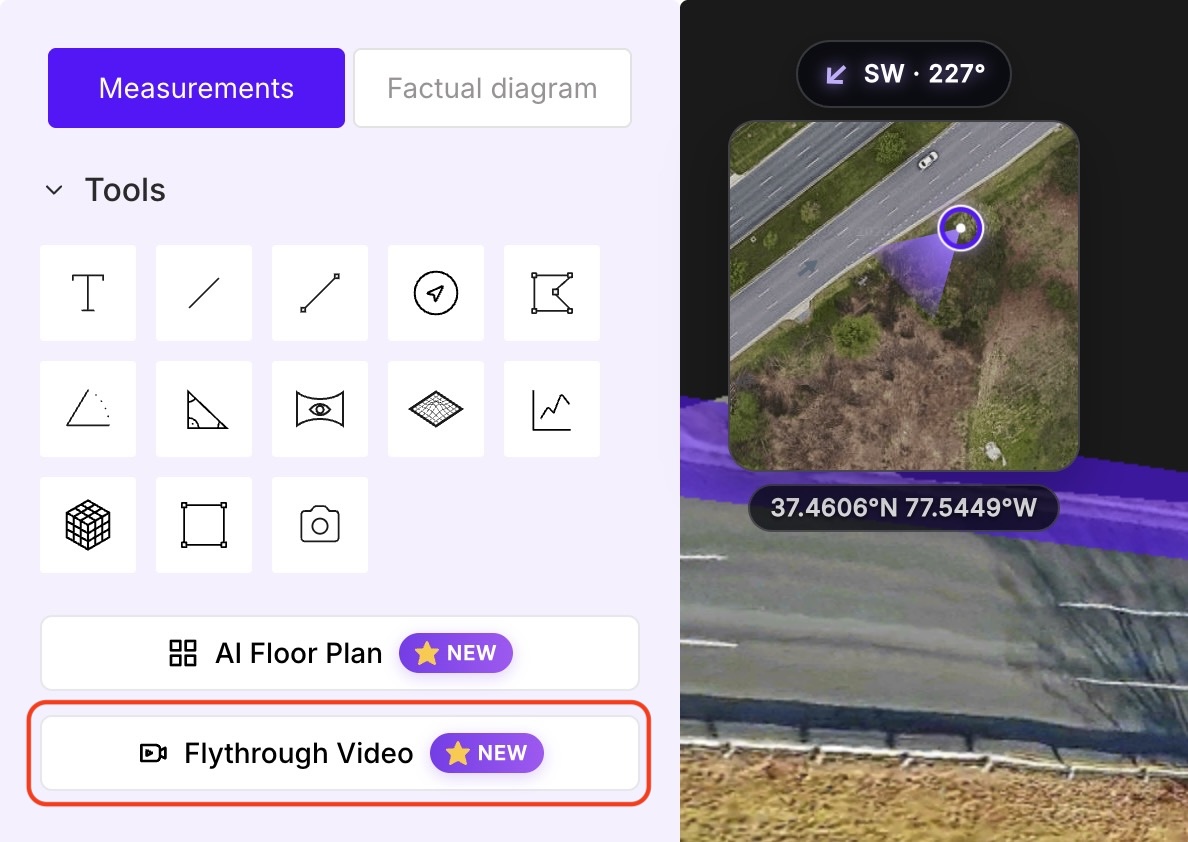 Flythrough Video style selector panel