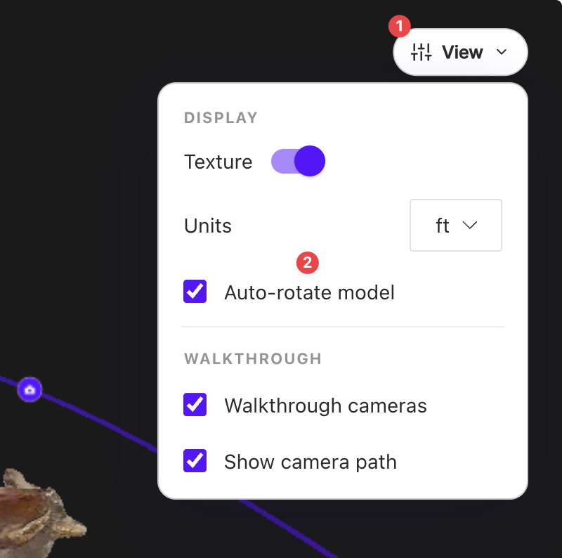 View menu open in the viewer top-right corner